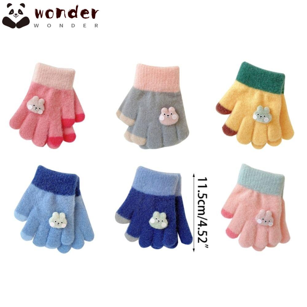 Wonder ถุงมือ ผ้าขนสัตว์ถัก แบบหนา ให้ความอบอุ่น น่ารัก ฤดูหนาว สําหรับเด็ก 0-3 ปี
