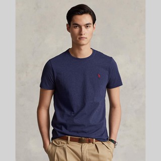 Polo Ralph Lauren TEE Custom Slim Fit Jersey Crewneck T-Shirt เสื้อยืด รุ่น MNPOTSH1N821545 สี 410 NAVY-410