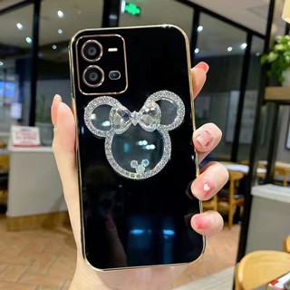 เคส vivo V25 Pro Y35 Y22 V20SE Y16 Y31 Y91C Y1s เคสโทรศัพท์มือถือ ลายมิกกี้เมาส์ พร้อมกระจกแต่งหน้า สําหรับ