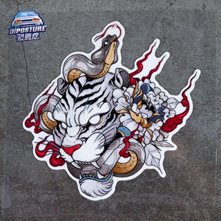 ♡สติกเกอร์สะท้อนแสง ลายการ์ตูนอนิเมะ Samurai White Tiger กันน้ํา สําหรับติดตกแต่งรถยนต์ รถจักรยานยนต์ไฟฟ้า