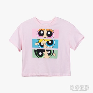 DOSH GIRLS CROPPED T-SHIRTS POWERPUFF GIRLS เสื้อยืดทรงครอป เด็กผู้หญิง DPGGT1002-PI