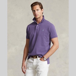 Polo Ralph Lauren POLO Custom Slim Fit Mesh Polo Shirt เสื้อโปโล รุ่น MNPOKNI1N822051 สี 501 DARK PURPLE-501