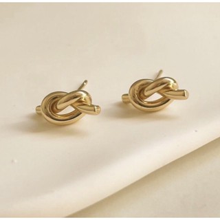 16K gold plated small knot earrings