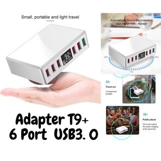 Adapter T9+ 6 Port USB 3.0 Output Power 40W QC 3.0 Fast Charge