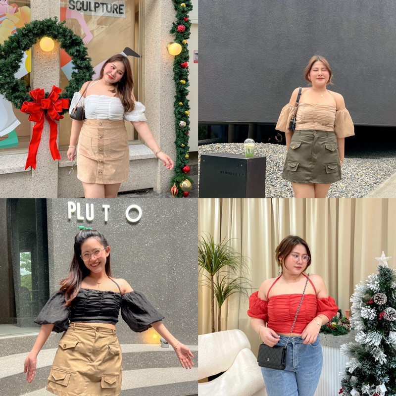 Puff cake top เสื้อเกาะอกแขนพองๆ - MerryChubbyHouse