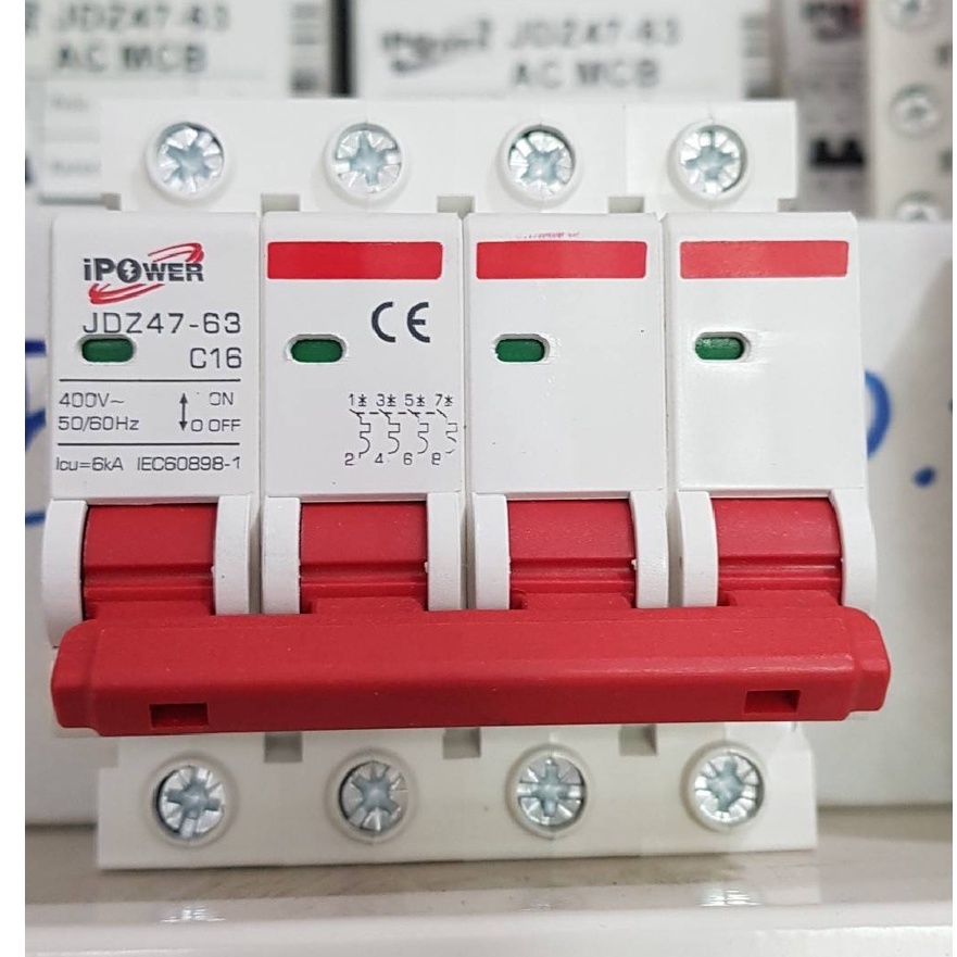 Breaker AC 4P 16A/32A/63A iPOWER  เบรกเกอร์ไฟฟ้า ตัดวงจรไฟฟ้า เมื่อกระแสเกินพิกัด หรือไฟลัดวงจร แบบ 