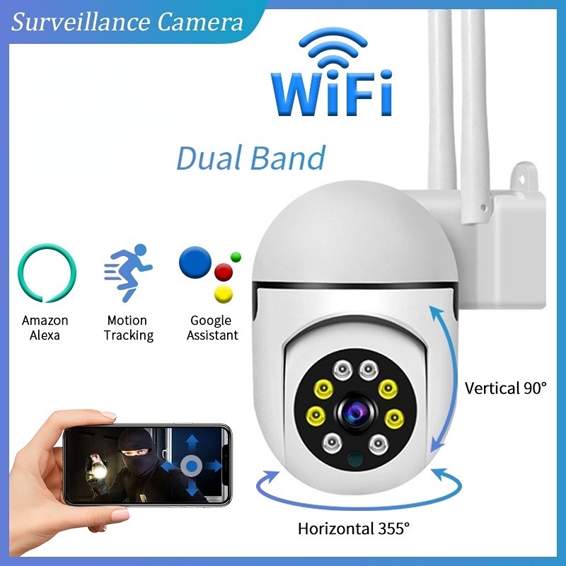 Wifi 2MP 2.4G กล้อง IP การเฝ้าระวังกลางแจ้งอัตโนมัติ PTZ ติดตาม Ai