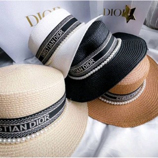 **พร้อมส่ง** หมวกสาน Dior ไข่มุก