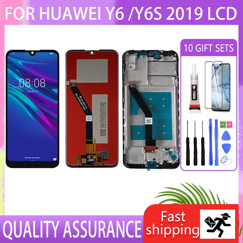 Original สําหรับ Huawei Y6 2019 MRD-LX1F Y6 Pro 2019 MRD-LX2 Huawei Y6S 2019 LCD กรอบจอแสดงผลหน้าจอส