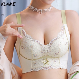 Klame A B Cup ผู้หญิง ชุดชั้นใน ไร้รอยต่อ ความงาม ด้านหลัง ชุดชั้นใน เซ็กซี่ ลูกไม้ คอวี บราเล็ตต์ หน้าอกเล็ก ดันทรง ไม่มีโครงเหล็ก ชุดชั้นใน ผู้หญิง ปรับได้ นุ่ม บราเซีย KLM013