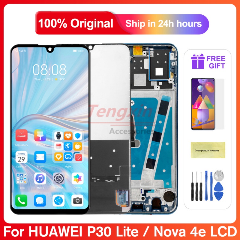 หน้าจอพร้อมกรอบสําหรับHUAWEI P30 LiteจอแสดงผลLCDสําหรับHuawei P30Lite MAR-LX1 LX2 LX3 L00 Marie-L21 