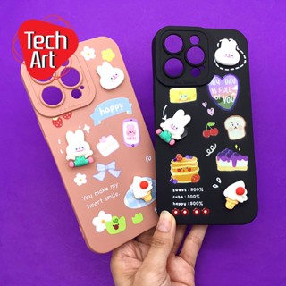 Oppo A5/A9(2020) A15 A16 A31 A54(4G) A57 A93 A94(4G) F5 F7 F9 F11pro เคสนิ่ม TPU กันเลนส์กล้องนูน ติดอะไหล่รูปแมวกระต่าย