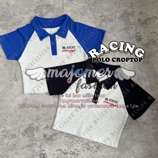 คุณผู้หญิง ® | เสื้อโปโล คอปก พิมพ์ลาย Racing POLO CROPTOP สําหรับผู้หญิง