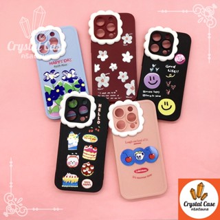 เคสมือถือกันเลนส์กล้องดอกไม้ 11 13 13pro 13promax 14pro 14promax ตัวเคสนิ่ม TPU สีสดใสพิมพ์ลายน่ารัก