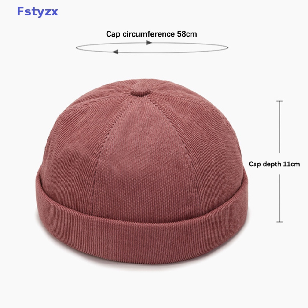 Fstyzx หมวกผ้าฝ้าย ไร้ขอบ ปรับหัวเข็มขัดได้ แนวสตรีท ลําลอง แบบพกพา สไตล์ฮิปฮอป แฟชั่นสําหรับผู้ชาย