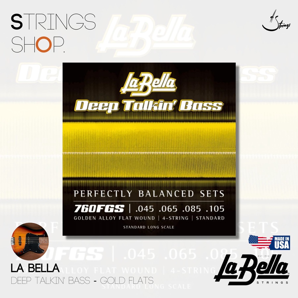 สายเบส La Bella Deep Talkin' Bass (Gold Flats)