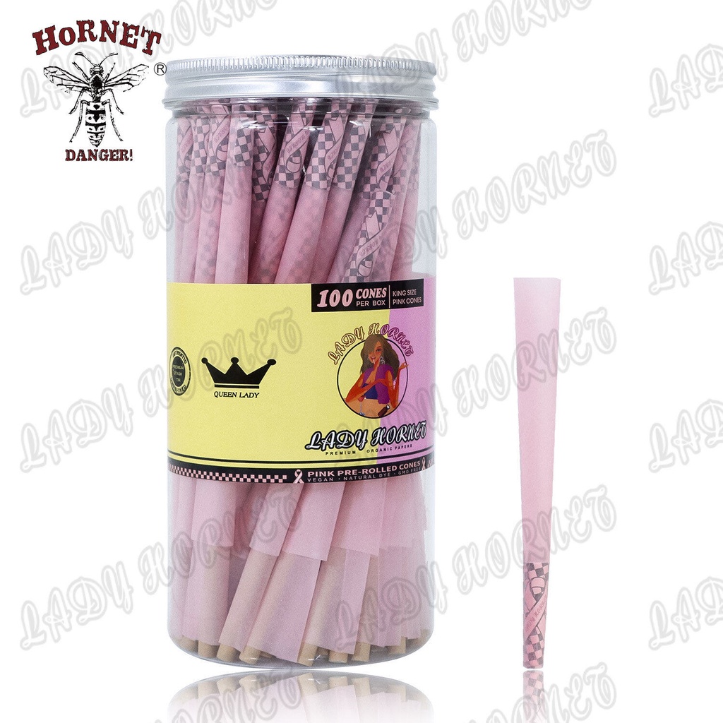 พร้อมส่ง HORNET Pre-Rolled Cone 100ชิ้น / กระดาษโรลพันสำเร็จ / Pink