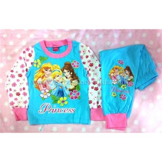 L-PJG-221-THG ชุดนอนเด็ก สีฟ้า ลายเจ้าหญิง thgm-Size-100/S