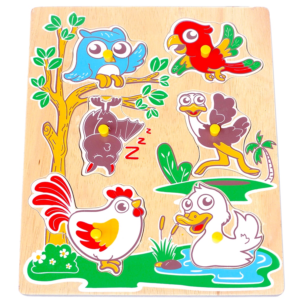 0844หมุด ภาพตัดต่อสัตว์ปีก , ของเล่นไม้, ของเล่นเสริมพัฒนาการ, ของเล่นเด็กอนุบาล, สื่อการสอนเด็กอนุบาล