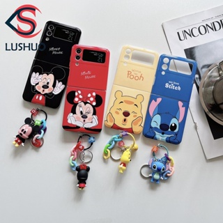 Lushuo เคสโทรศัพท์มือถือ ลายการ์ตูนมิกกี้ มินนี่เมาส์น่ารัก พร้อมจี้ สําหรับ Samsung Galaxy Z Flip 3 5G and Z Flip 4 Z Flip3 ZFlip3 ZFlip 3 Z Flip4 ZFlip 4