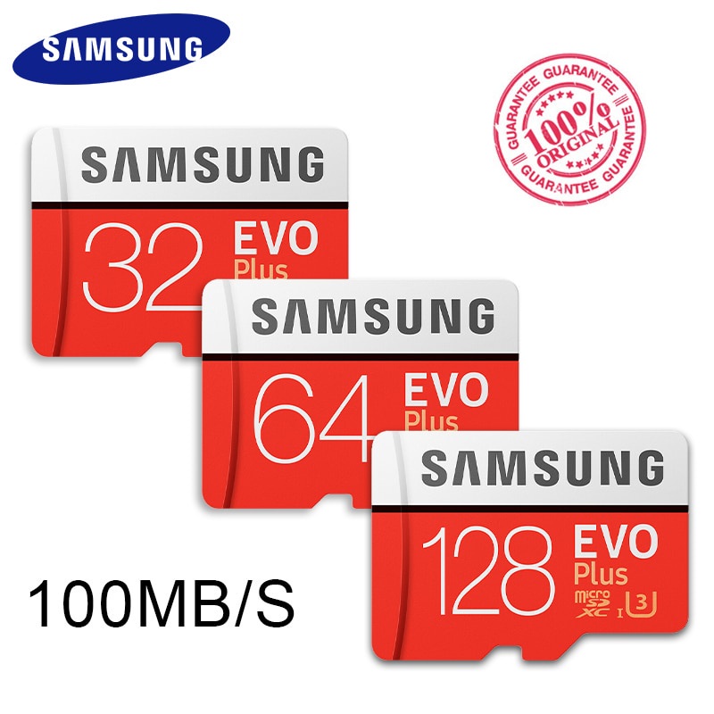 SAMSUNG การ์ดหน่วยความจํา Microsd 256G 128GB 64GB 32GB 100Mb/s Class10 U3 U1 SDXC Grade EVO+ Micro SD Card TF
