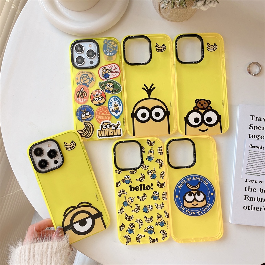สําหรับ iPhone 16 15 14 Pro Max การ์ตูน Minions Bob Face Clear Banana สติกเกอร์ iPhone 12 11 Pro Max