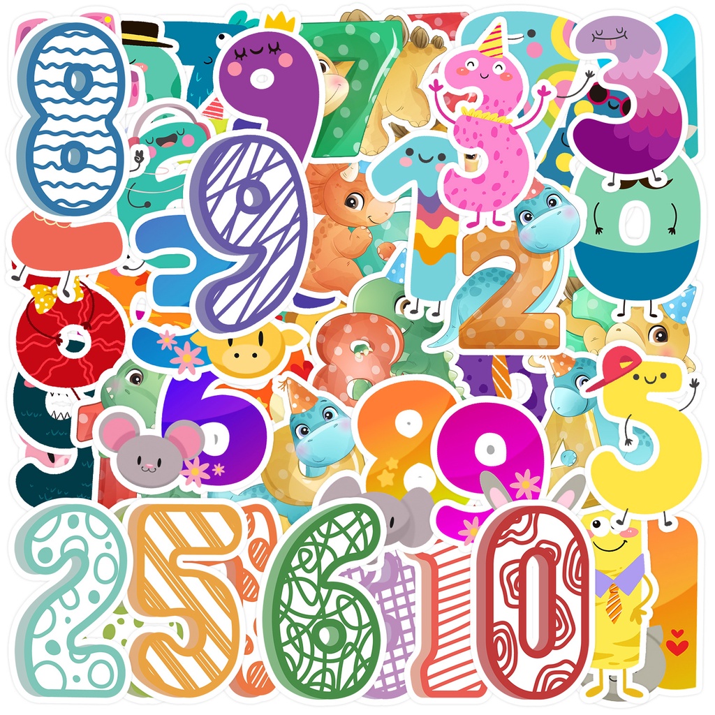 พร้อมส่ง 48แผ่น ตัวเลข Sticker สติกเกอร์ตรัสรู้ การศึกษาเด็ก ของเล่น กันน้ำ number การสอนเด็ก