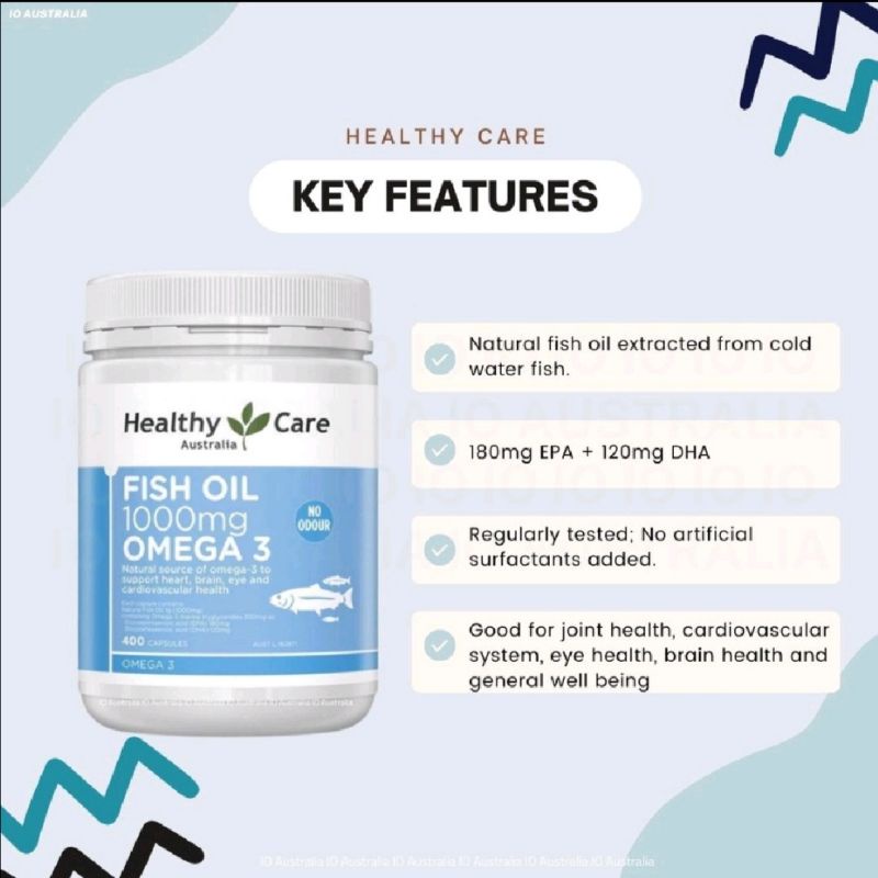 Healthy Care Fish Oil (Made in Australia) Omega 3 1000mg (400 capsules)