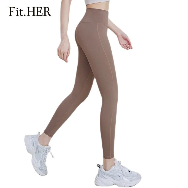 Fit.HER กางเกงโยคะ เอวสูง แบบรัดรูป ยกสะโพก เหมาะกับการวิ่ง ออกกําลังกาย สําหรับผู้หญิง