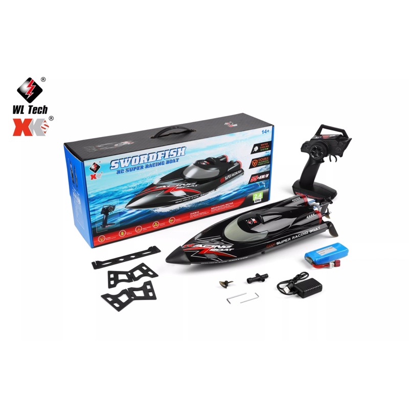 เรือบังคับวิทยุWLtoys XK WL916 มอเตอร์บัสเลส 55km/h+ 2.4GHz แบตเตอรี่ชาร์จอุปกรณ์พร้อมเล่น