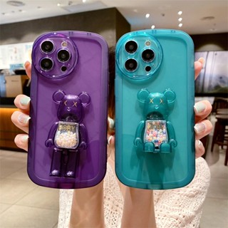 เคสโทรศัพท์มือถือ แบบใส ลายหมี พร้อมขาตั้ง สําหรับ Vivo S1 Y22 Y22S Y55 Y55S Y83 Y81 Y93 Y91 Y95 Y72 Y77 Y73S V21E V23E V25