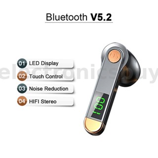 หูฟังบลูทูธไร้สาย V5.2 หน้าจอ LED ขนาดเล็ก พร้อมไมโครโฟน สําหรับเล่นกีฬา