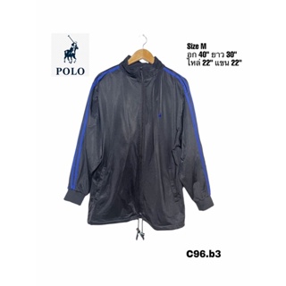 POLO champion size M เสื้อแจ็คเก็ตแขนยาวโปโลเส้นน้ำเงิน ผ้าใหม่สวยไม่มีตำหนิ อก 44 ยาว 30 C96.b3