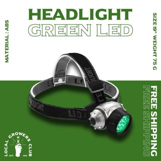 Headlight 19 Green LED ไฟฉายแสงสีเขียวพร้อมสายรัดหัว