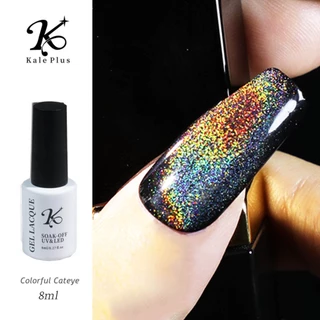 สีเจล kale plus cat eye nail สีลูกแก้วสีรุ้ง โฮโลแกม สีเดียว ใช้สีรองพื้นตามใจได้​ เลเซอร์​แคทอาย 8ml สีทาเล็บเจลต้องอบ