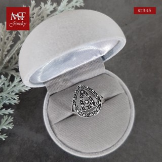 MT แหวนเงินแท้ รูปทรงหยดน้ำ และสามเหลี่ยม งานรมดำ ไซส์: 55, 57, 60 Solid 925 Sterling Silver Ring (sr345) MT Jewelry มณีธารา