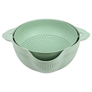 Washing Basket Double Drain Basin Sink Washing Rice Bowl Fruit Tray Drain Basket Wash Rice Basket Kitchen Strainer Noodl