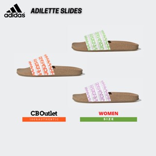 รองเท้าแตะหญิง รองเท้าแตะนิ่ม ทำจากไม้คอร์ก รักษ์โลก ADIDAS ADILETTE SLIDES GX9482 GX9483