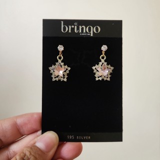 ต่างหูก้านเงิน 925 silver pink star premium earring