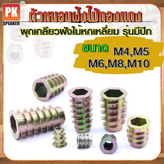 ตัวหนอนฝังไม้ทองแดงหกเหลี่ยม พุกเกลียวฝังไม้ รุ่นมีปีก ขนาด M4,M5,M6,M8,M10 (แพ็คละ 5ตัว)