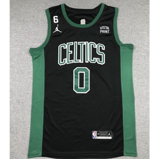 Boston Celtics NBA ใหม่ สําหรับผู้ชาย 2023 #เสื้อกีฬาบาสเก็ตบอล 0 Jayson Tatum ปักลาย สีดํา