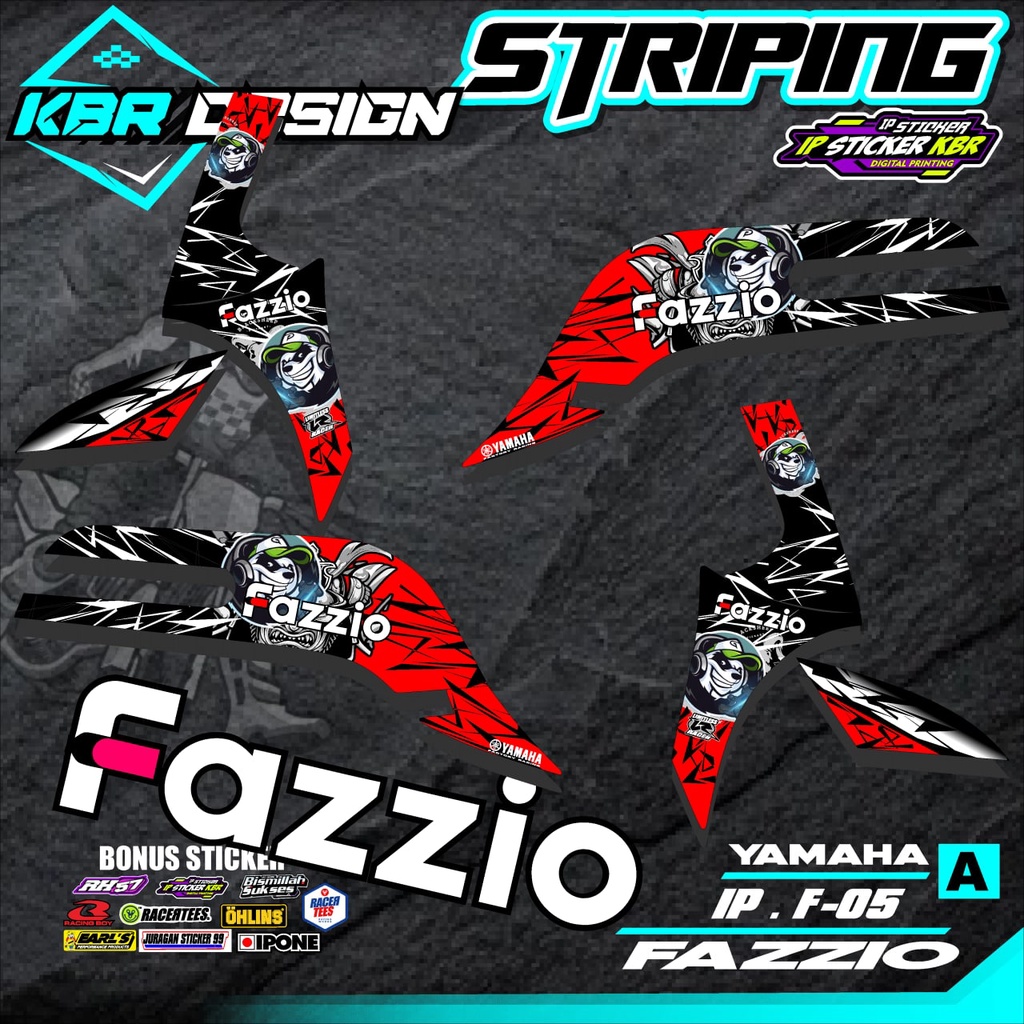 Fazzio Striping สติกเกอร์ Semi Full Trim Striping สติกเกอร์สําหรับ YAMAHA FAZZZIO IP.F.05 รถจักรยานย