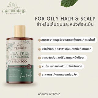 Orchid &amp; Me Tea Tree Fenugreek แชมพูออร์แกนิคสำหรับผมมัน สูตรผมนิ่ม ลดผมร่วง ลดอาการคัน ขจัดรังแค บำรุงหนังศรีษะ