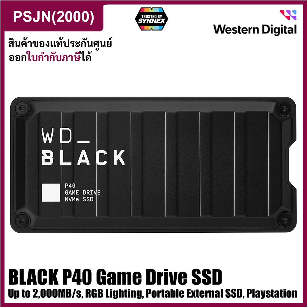 WD BLACK P40 500GB Game Drive SSD, Upto 2,000MB/s, RGB Lighting, Portable External SSD (WDBAWY5000AB