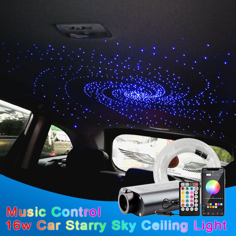 16W Car DIY LED Interior Starry Sky Ceiling Lights Auto Accessories Modification Lamp Roof Star Fiber Optic Light Blutoo