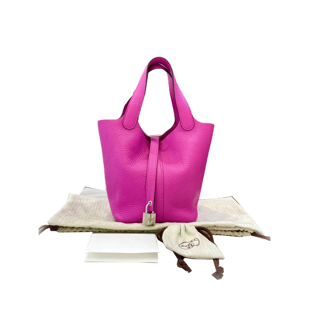 ♛♧❉Hermes Hermes picotin bag women สีชมพูม่วง กระเป๋าตะกร้าผัก กระเป๋าช้อปปิ้ง ใบเล็ก ของแท้