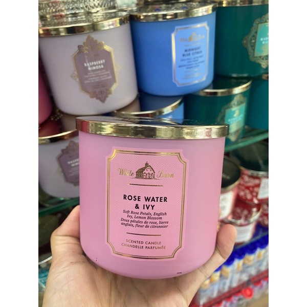 Bath &amp; Body Works Aromatherapy Scented Candle Rose Water &amp; Ivy 411g. เทียนหอม ของแท้