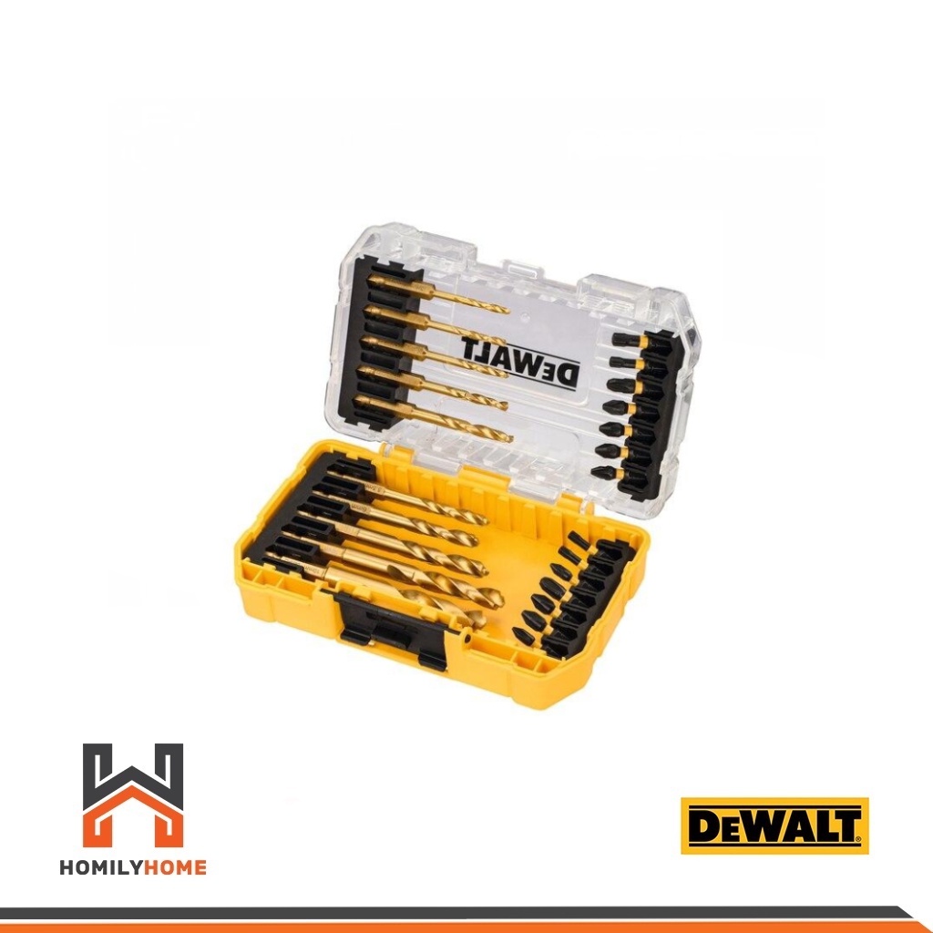 DEWALT ชุดดอกไขควง ดอกสว่าน ชุด 24 ชิ้น รุ่น DT70748T ก้านหกเหลี่ยม TITANIUM