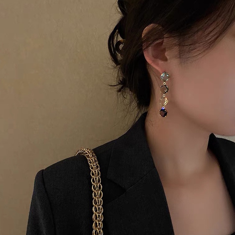 Savoco ต่างหูระย้ายาว ประดับคริสตัล หลากสี สไตล์โบฮีเมียน แฟชั่นวินเทจ สําหรับผู้หญิง SE011 - รูปที่ 5