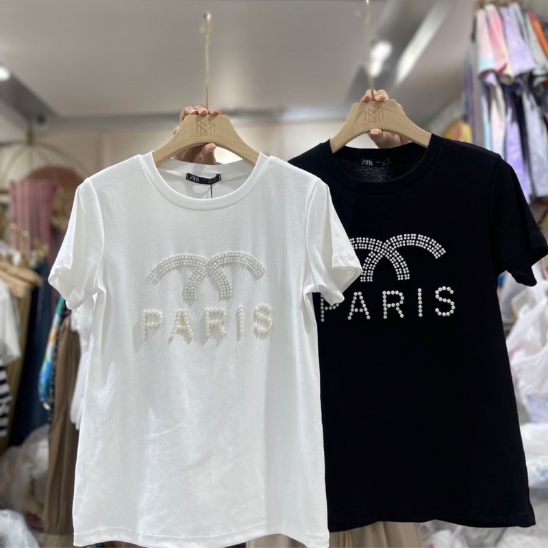 เสื้อยืดผ้าคอตตอนอย่างดี เนื้อสัมผัสนุ่มมาก ยืดหยุ่นได้ดี มีดีไซน์แต่งมุก